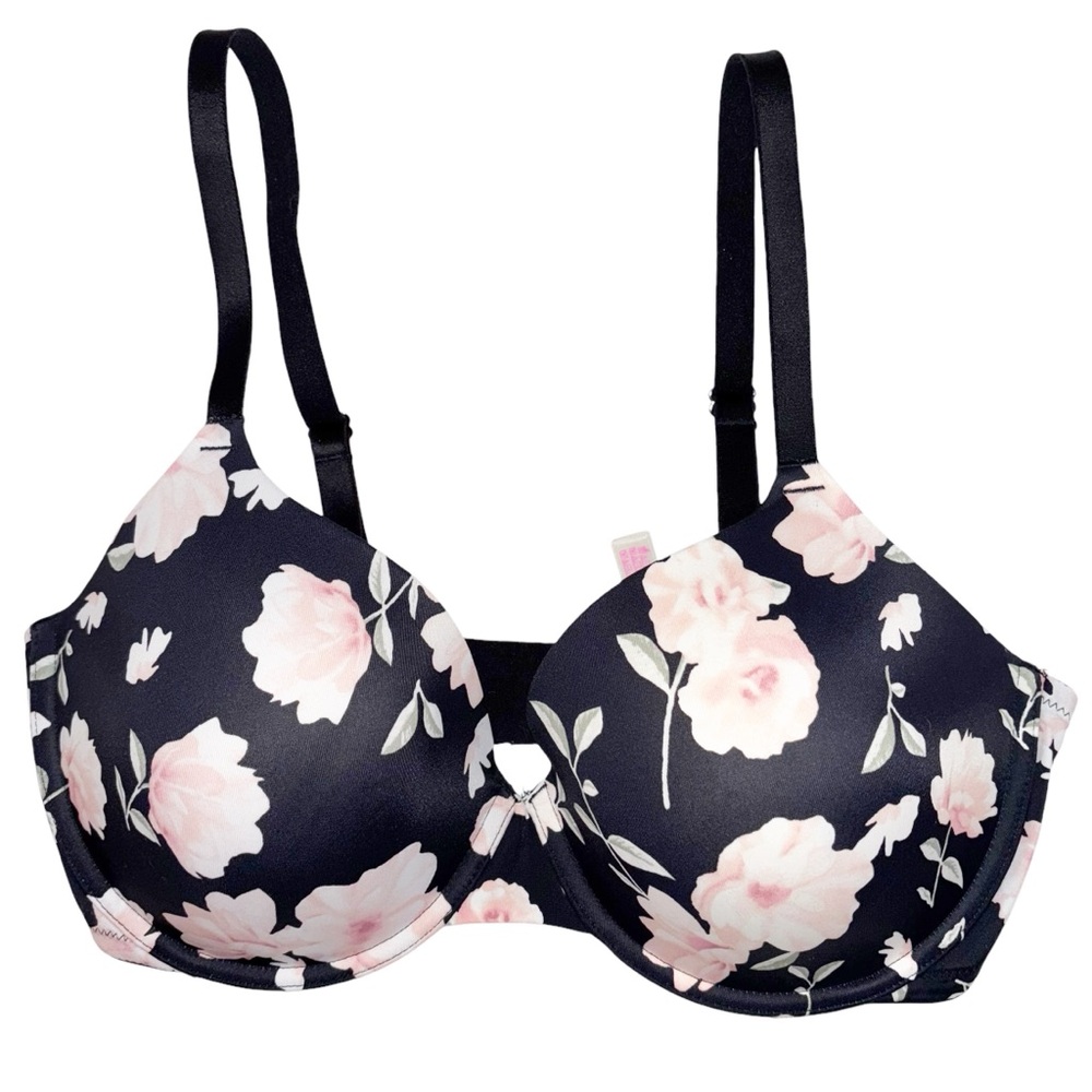 PINK Victoria's Secret Floral Bra - Black and Pink